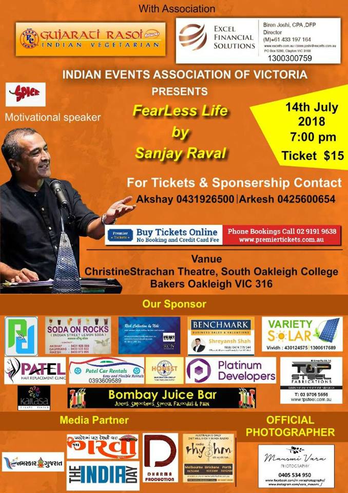 Fear Less Life by SANJAY RAVAL - Melbourne