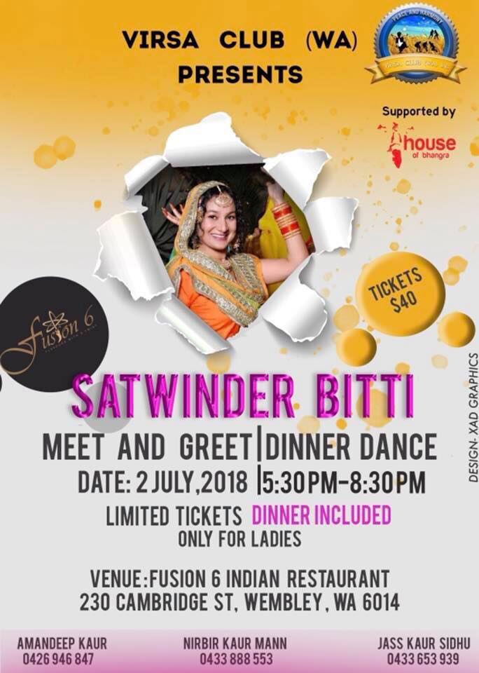 SATWINDER BITTI - MEET & GREET | DINNER DANCE