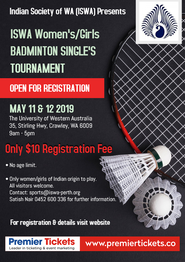 ISWA Women's/Girls Badminton Singles Tournament - REGISTER NOW