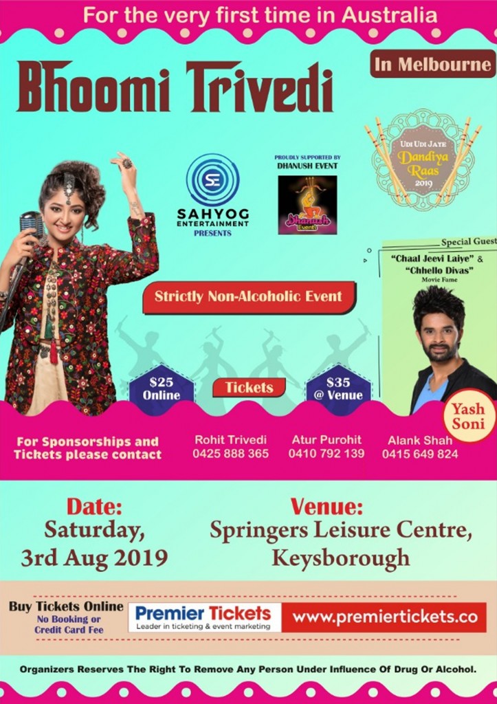 Bhoomi Trivedi - Udi Udi Jaaye Dandiya Rass 2019 - Melbourne