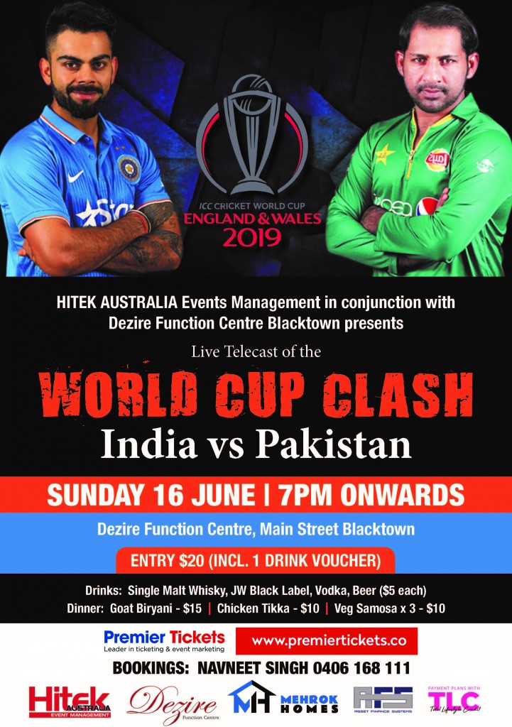 WORLD CUP CLASH Live Telecast - INDIA vs PAKISTAN