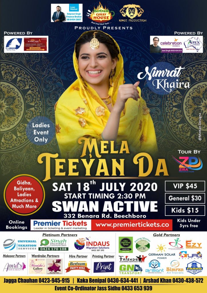 Mela Teeyan Da in Perth with Nimrat Khaira - Ladies Only Event