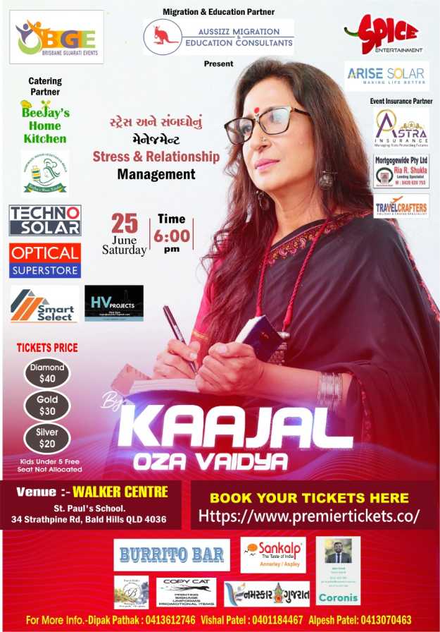 Stress & Relationship Management by Kaajal Oza Vaidya - Brisbane