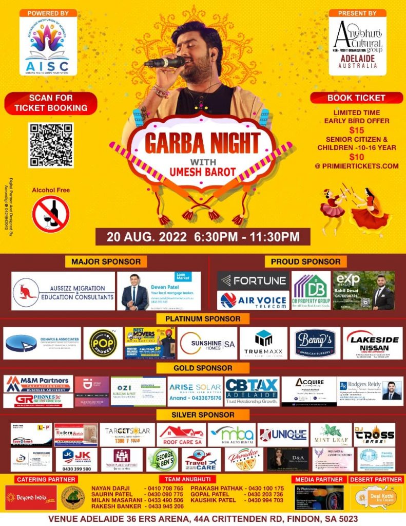 Dandiya Night with Umesh Barot 2022 - Adelaide