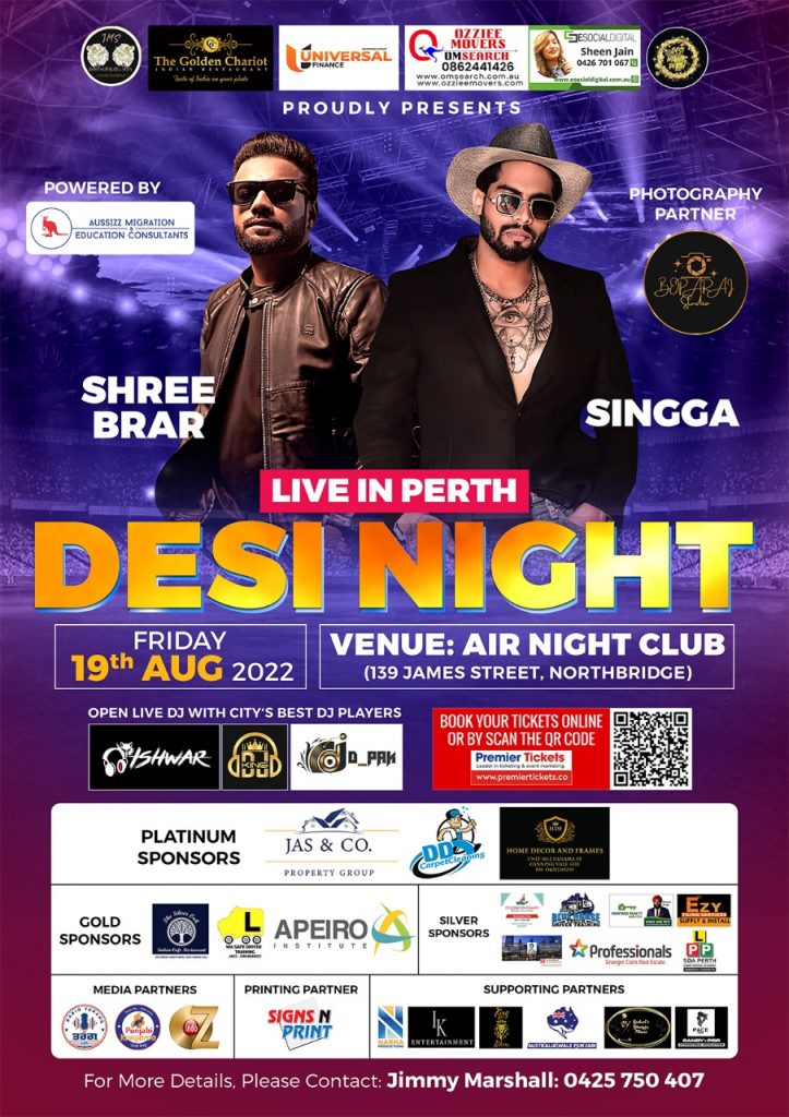 Desi Night with Singga & Shree Brar in Perth