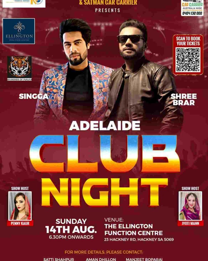 Adelaide Club Night 2022 - Live in Concert by Singga & Shree Brar