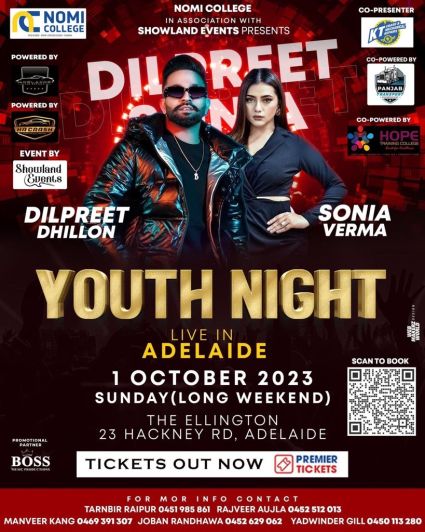 Youth Night Ft Dilpreet Dhillon & Sonia Verma - Adelaide Youth Night Ft Dilpreet Dhillon & Sonia Verma - Adelaide