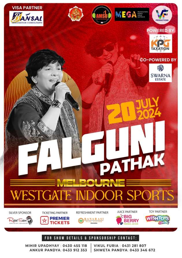Garba 2024 with Dandiya Queen Falguni Pathak in Melbourne Garba 2024 with Dandiya Queen Falguni Pathak in Melbourne