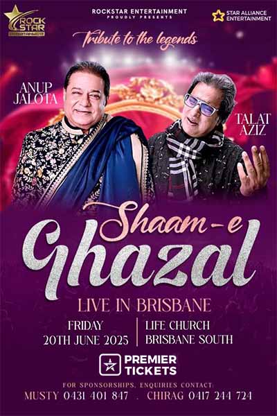 Shaam-e Ghazal by Anup Jalota and Talat Aziz in Brisbane