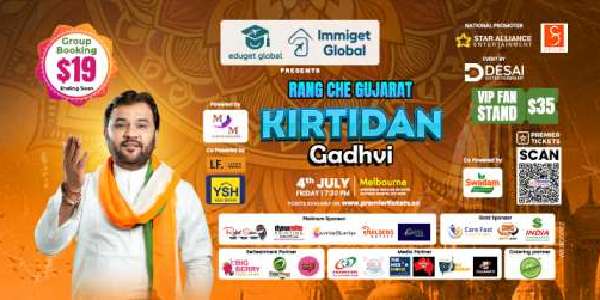 Rang Che Gujarat 2025 by Kirtidan Gadhvi in Melbourne