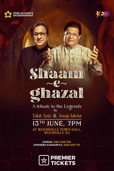 Shaam E Ghazal - A Tribute to The Legends By Talat Aziz & Anup Jalota - Adelaide