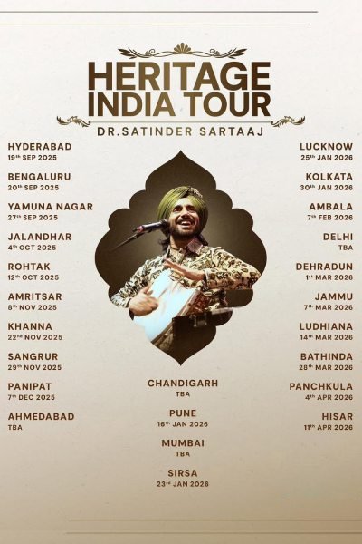 Heritage India Tour 2025-2026 | Dr. Satinder Sartaaj Live In Delhi