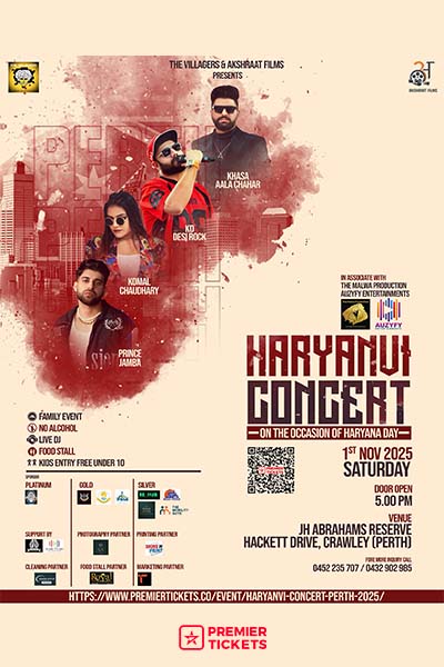 Haryanvi Concert Perth 2025 - Ft.  Khasa Aala Chahar, KD Desi Rock, Komal Chaudhary & Prince Jamba