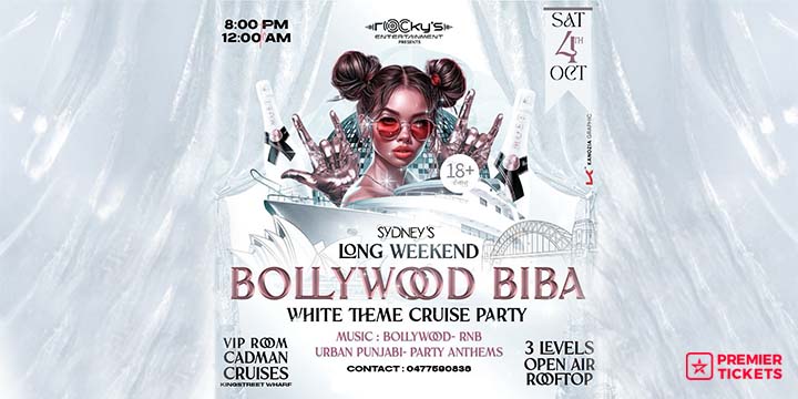 Bollywood Biba - All White Cruise Party Sydney Long Weekend 2025